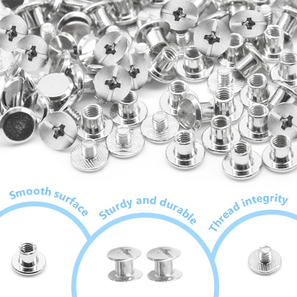 50 Set Viti Di Rilegatura Chicago M5x5mm - Acciaio Inox Per Album, Libri, Cinture E Fai-da-Te
