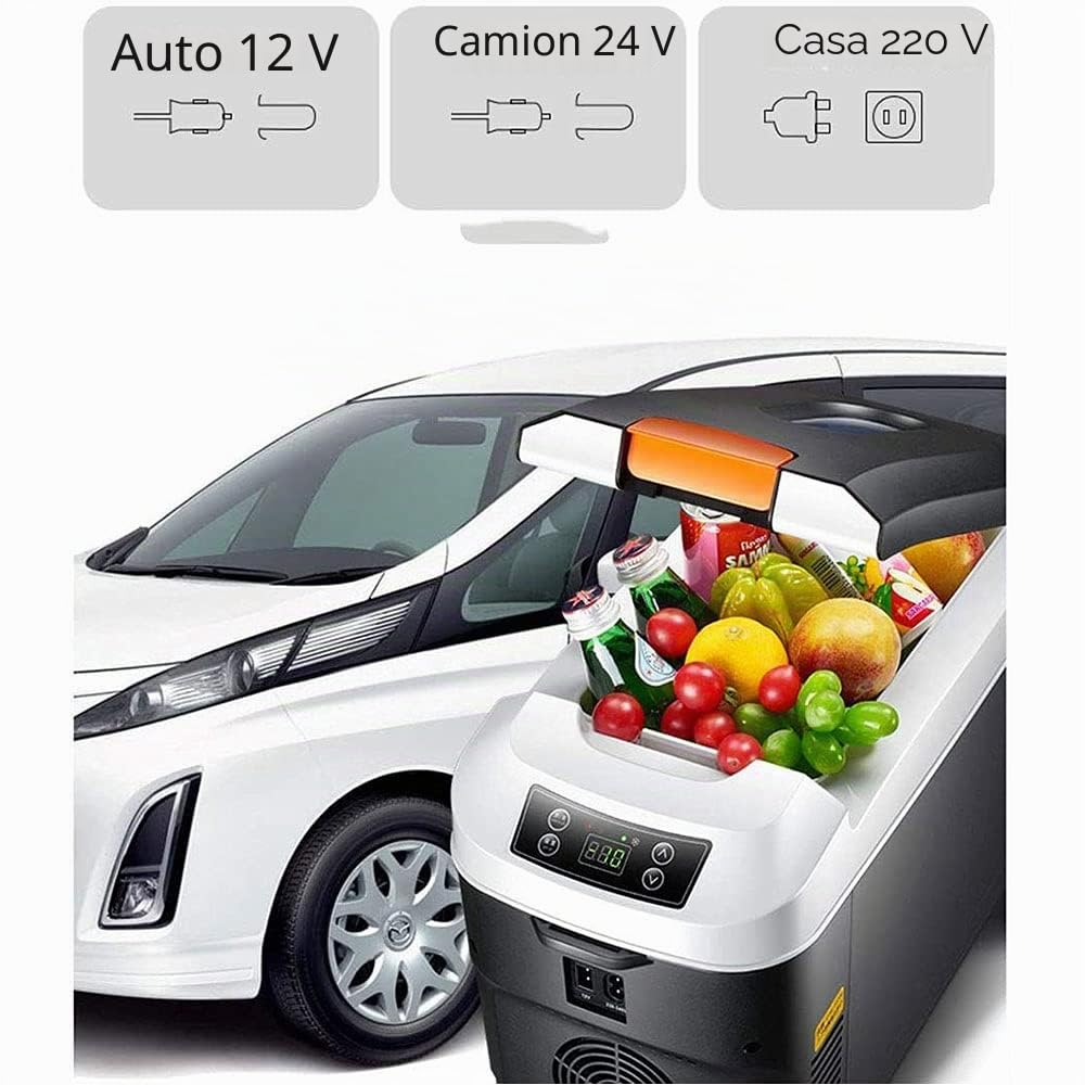 Raffreddatore elettrico per auto, frigorifero termoelettrico portatile 11L/25L/35L con 12V/24V/220V, contenitore refrigerante per compressore elettrico per esterni, campeggio, viaggi, compatto ed