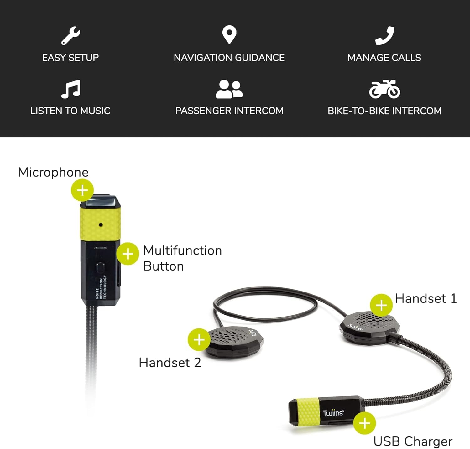 Generico Twiins Smartduo HF2 + HF3 Bluetooth Intercom 5.0 Kit Interfono