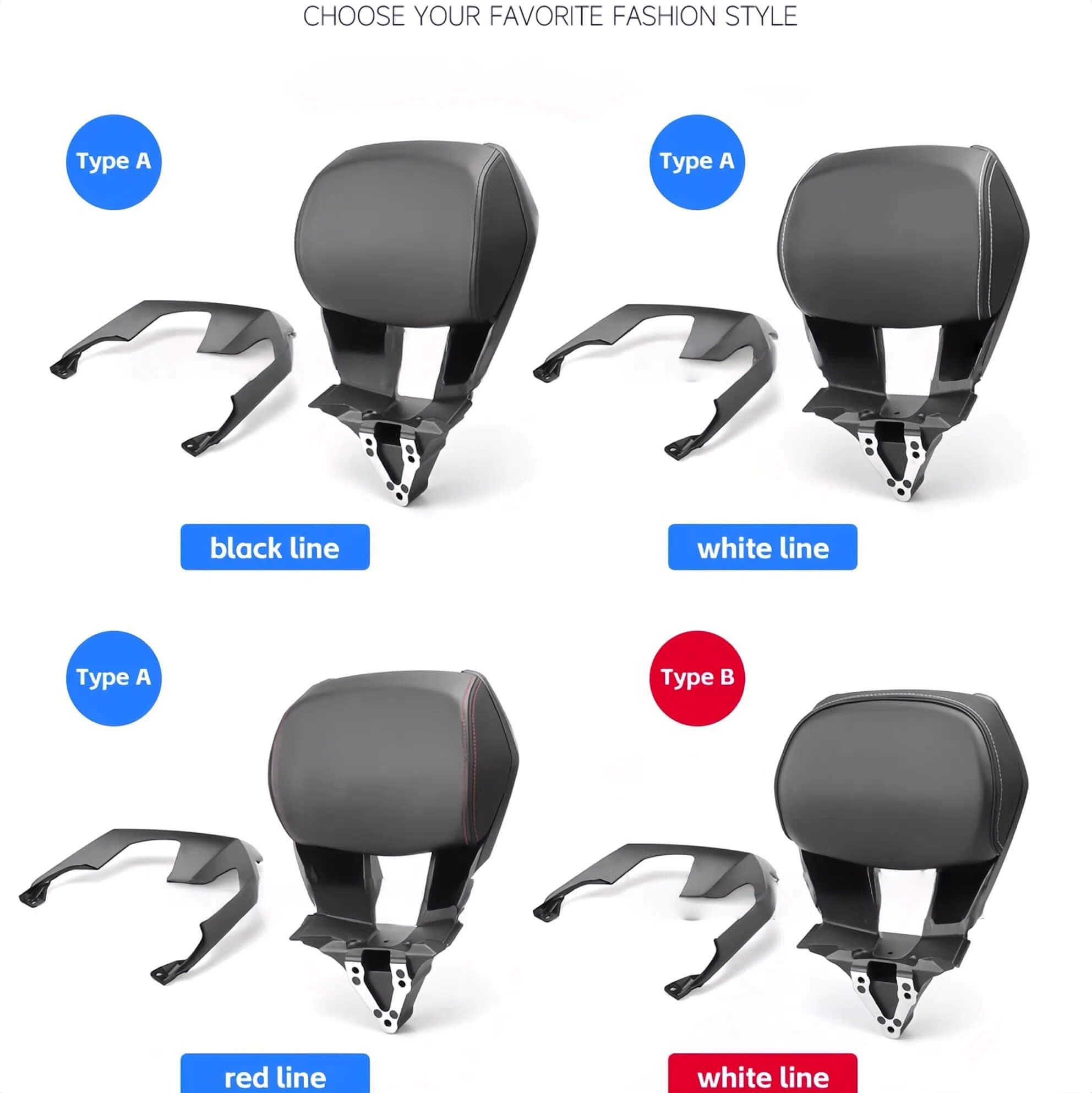 Cuscino Per Schienale Del Contropunta Del Sedile Passeggero Posteriore Per Moto Per Yamaha X-max 300 XMAX 2018 2019 2020 2021 2022 (Linea bianca tipo B)