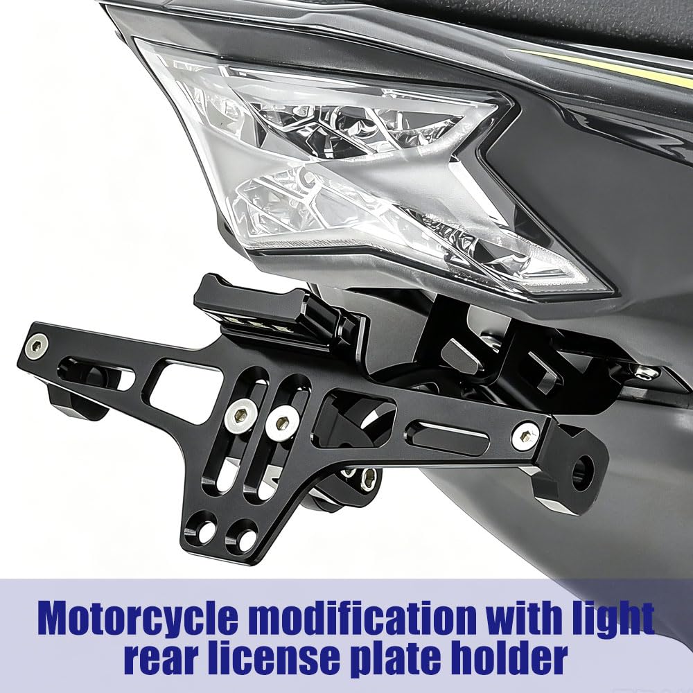Foreverup Porta Targa Moto, Supporto Per Fanale Posteriore Targa Per Moto, Porta Targa Universale in lega di Alluminio CNC Regolabile per Moto, per la Maggior Parte dei Modelli di Moto più Comuni
