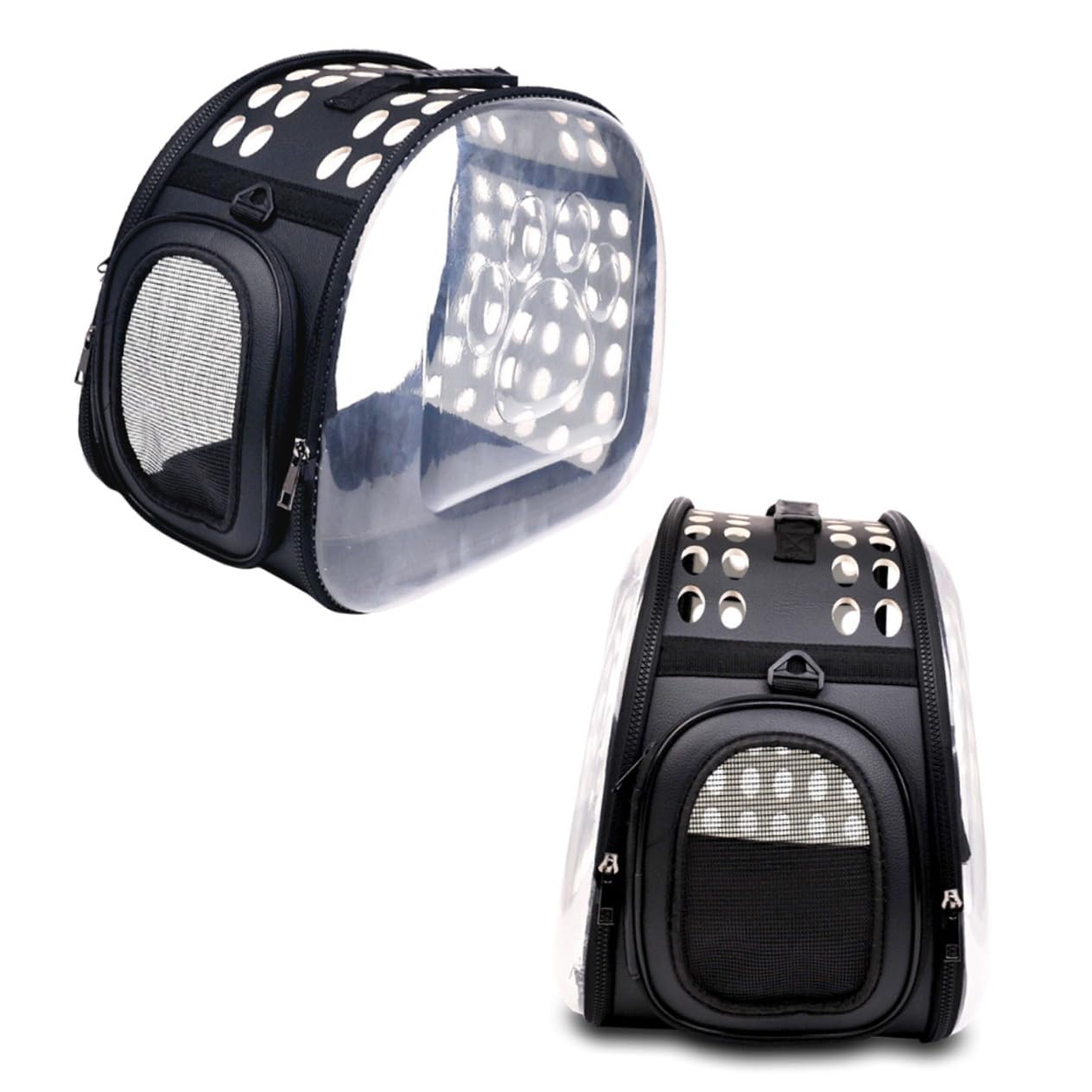 Trasportino Zaino per Gatti e Cani Pieghevole Nero in Pvc