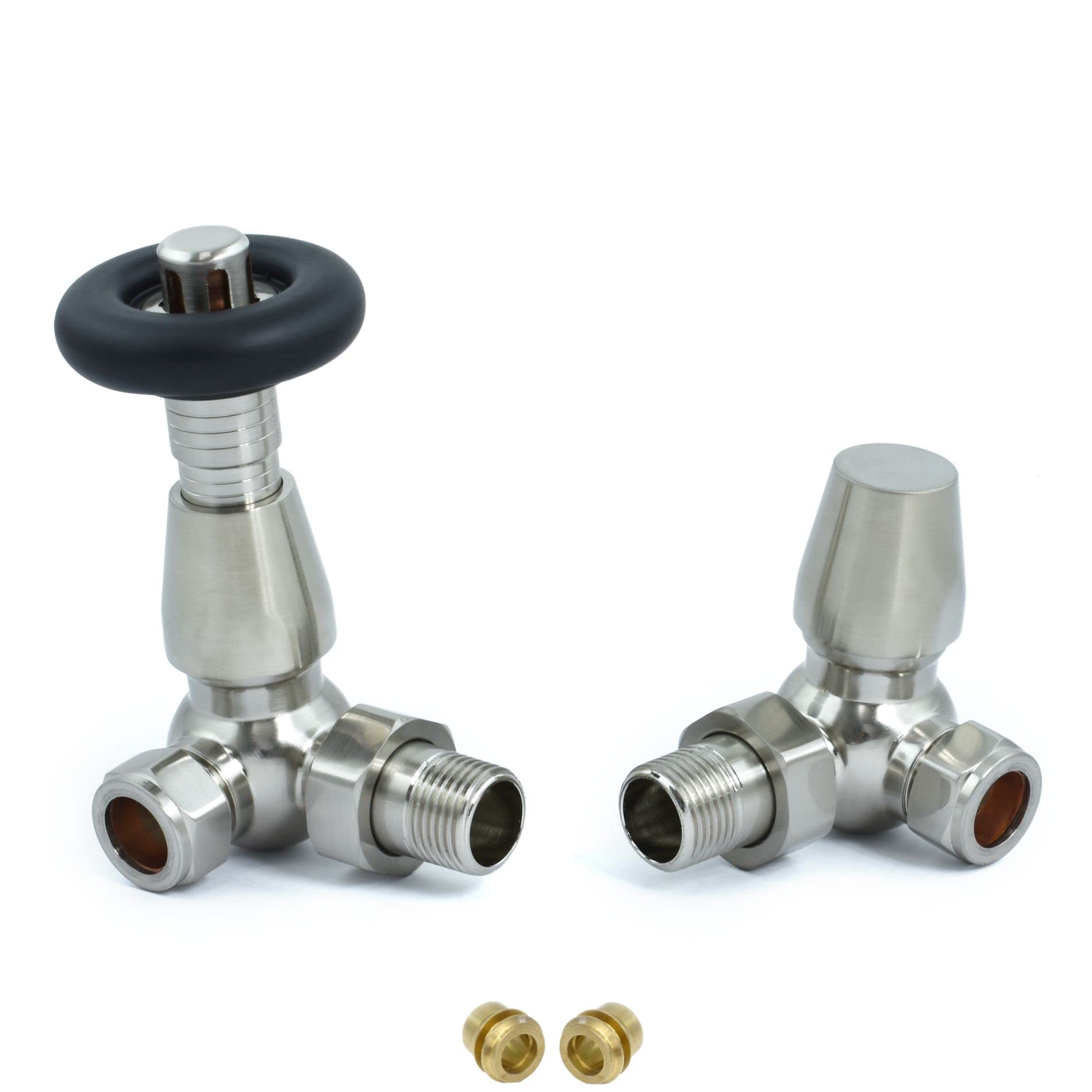 Hot Flow Satin Nickel | Jordan Corner Thermostatic Radiator Valve 10Mm Compression (Satin Nickel)