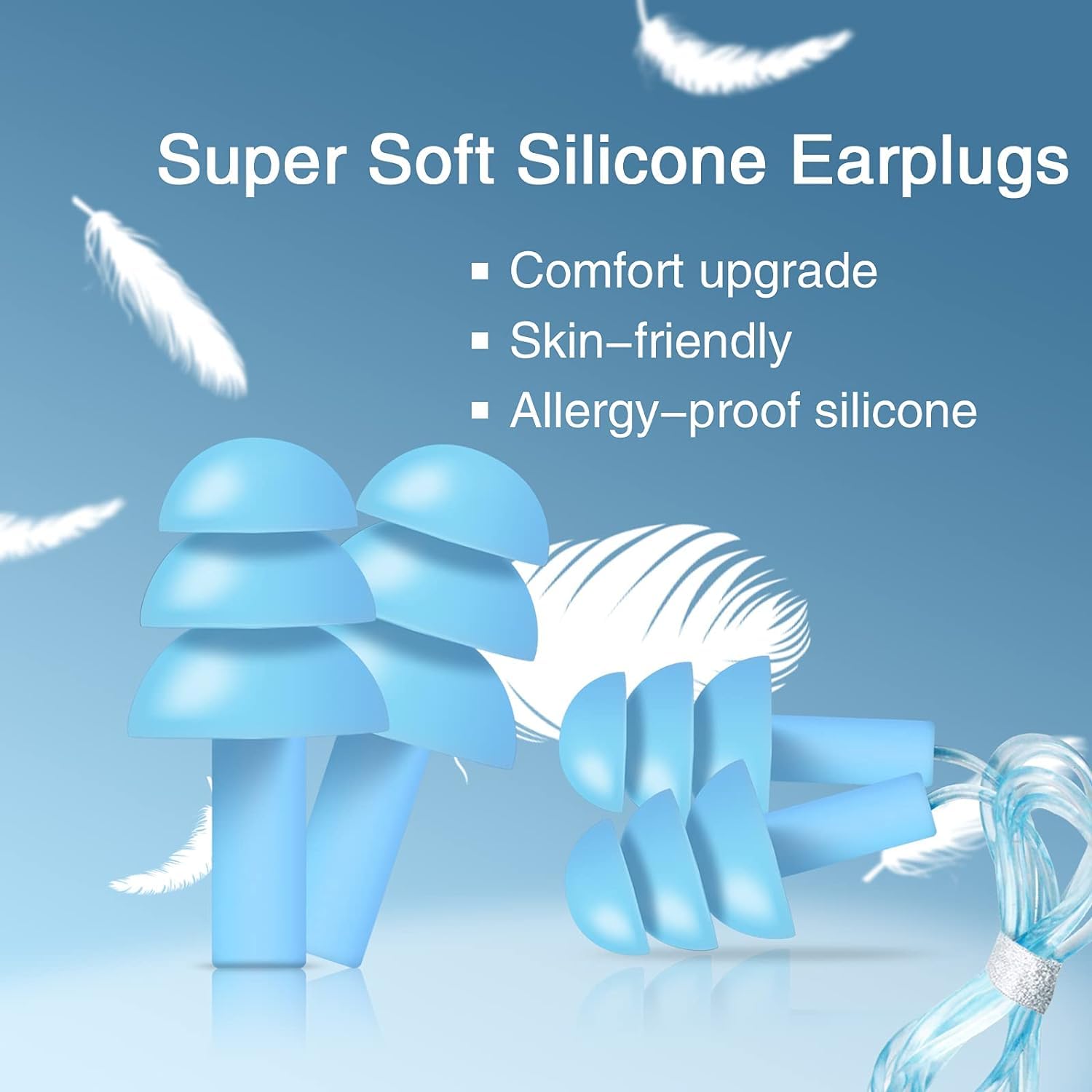 Silicone Ear Plugs for Sleeping Soft Waterproof Noise Canceling Reduction Earplugs Waterproof Reusable Sound Blocking Earplugs