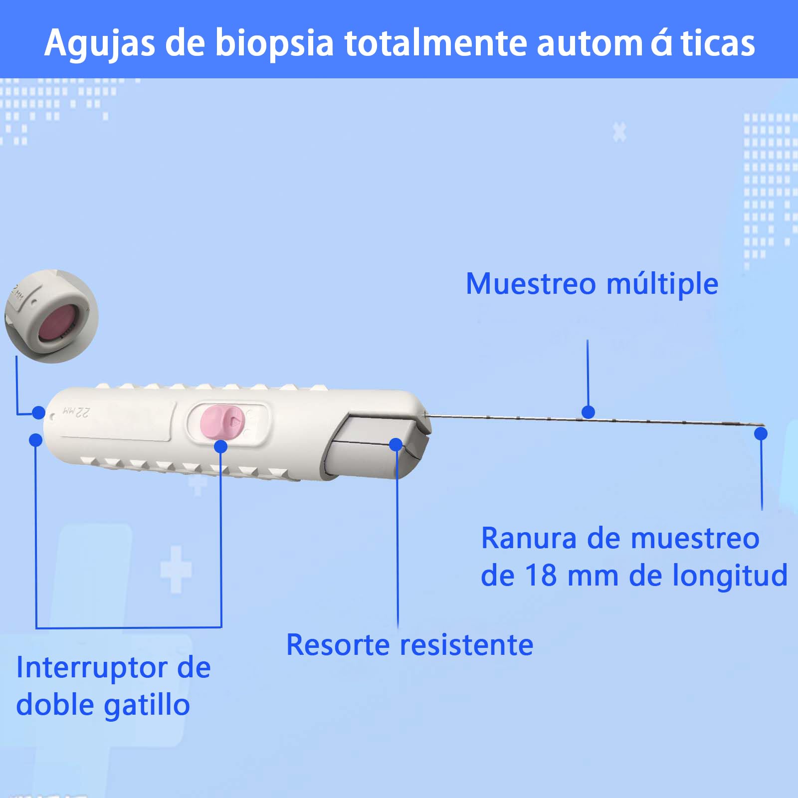 2 Aguja de Biopsia Automática para Mascotas – Aguja de Biopsia Veterinaria para Muestreo de Tejidos Animales, Herramienta de Diagnóstico Eficaz para Toma de Muestras en Mascotas. (16G 1.65mm*100mm)