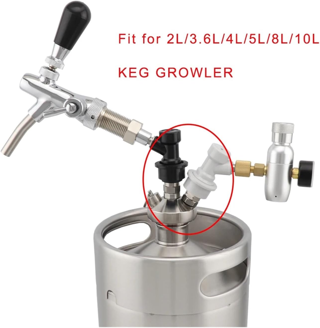 Brewing Equipment Stainless Steel Mini Keg Beer Spear Dispenser Tap with Ball Lock and 50cm Hose for 2L/ 3.6L/5L/10L Beer Keg Growler Home Brewing Brewing Equipment