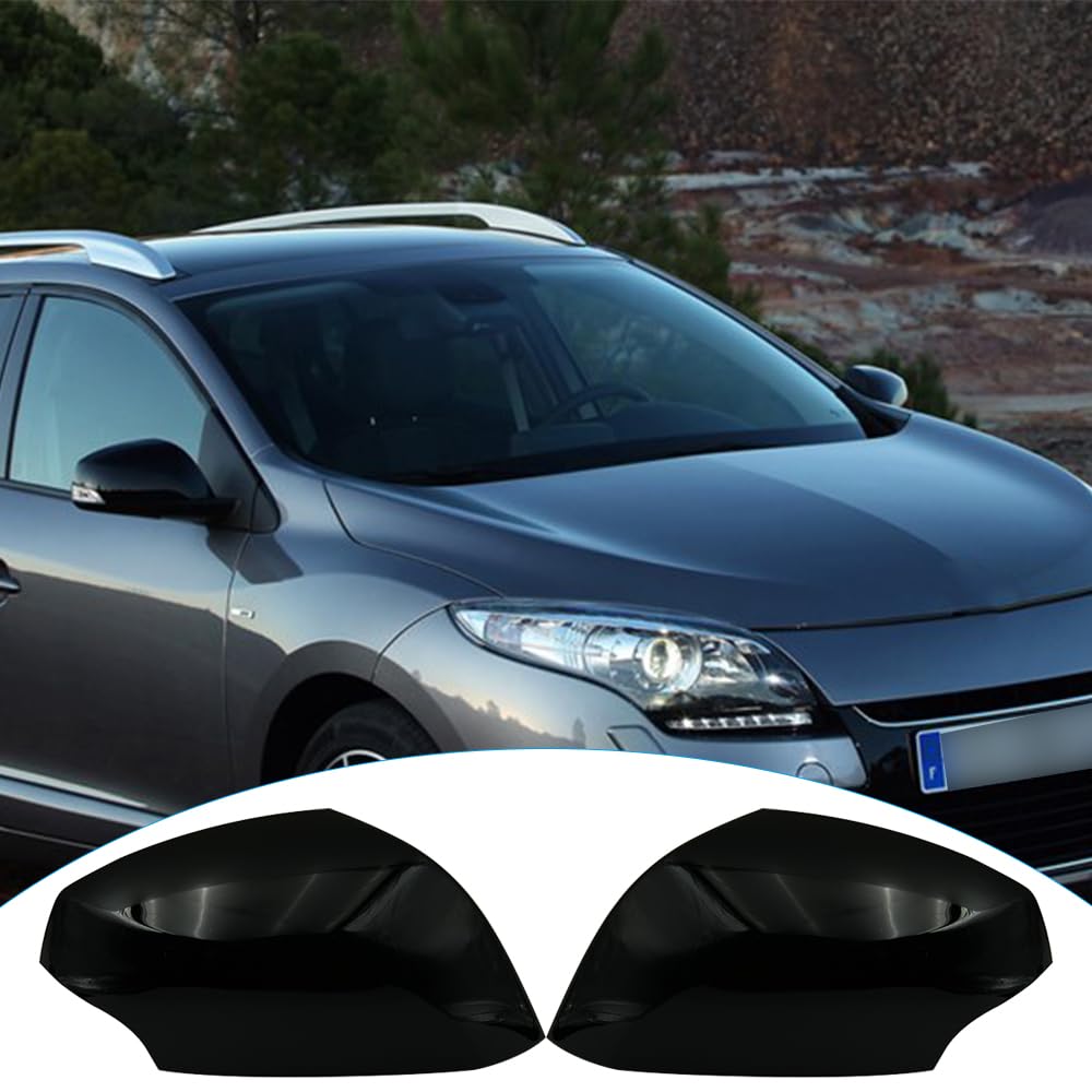 Tappi per Specchietti Nera, Copri Specchietto Retrovisore Auto Coppia Calotte Specchio Destra + Sinistra Sostituzione per Renault Megane MK3 2008-2016