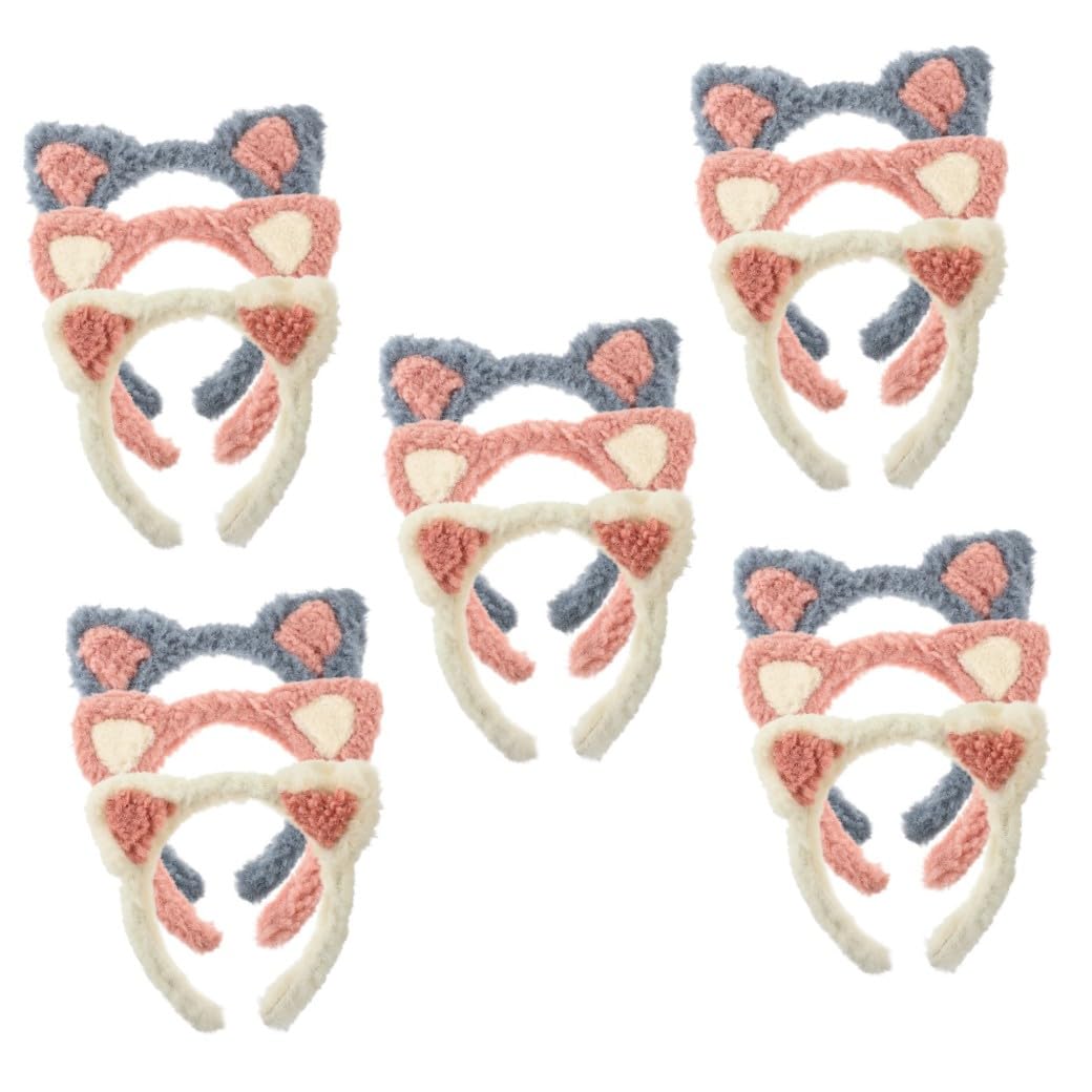 minkissy 15pezzi Fasce Per Trucco Con Orecchie Di Gatto Headband Per Skincare e Lavaggio Viso Accessori Comodi Per Donne Per Spa e Trattamenti Di Bellezza