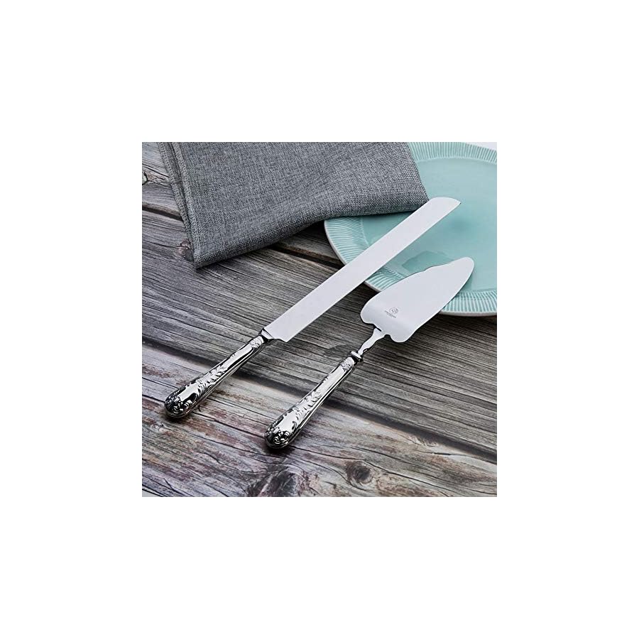 2-Piece-Wedding-Cake-Server-Set1810-Stainless-Steel-Dessert-Set-Pie-Server-Cake-Cutter-Knife-for-BirthdayAnniversaryHolidayBaby-ShowerParty-Versailles-Stainless-steel-V OTW PAVILION 2 Piece Wedding Cake Server Set,18/10 Stainless Steel Dessert Set Pie Server Cake Cutter Knife for Birthday,Anniversary,Holiday,Baby Shower,Party (Versailles, Stainless steel-V)