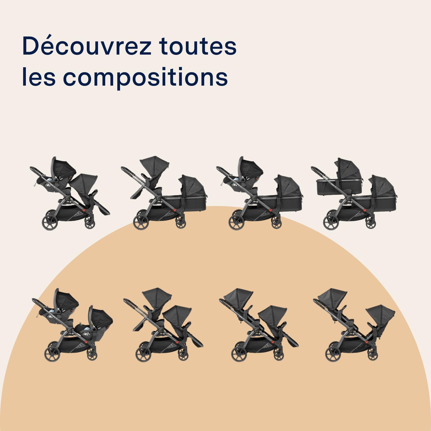 PEG Double Adapters Ypsi/Z4 - Adaptateurs Doubles pour Configuration Jumeaux ou Enfants Rapprochés - Compatible avec les Poussettes Ypsi et Z4 de Peg