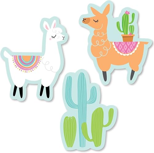 Big Dot of Happiness Whole Llama Fun - Recortes para baby shower o fiesta de cumpleaños con forma de llama, 24 unidades