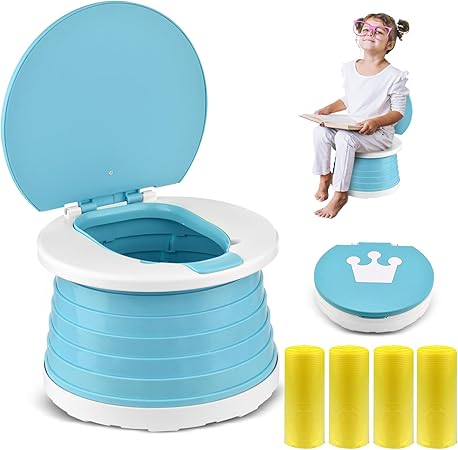 Portable Potty for Toddler Travel Foldable Potty Seat for Toddler Training Toilet for Kids Boys Girls Car On The Go Potty Travel Toilet Chair for Camping Park Indoor/Outdoor