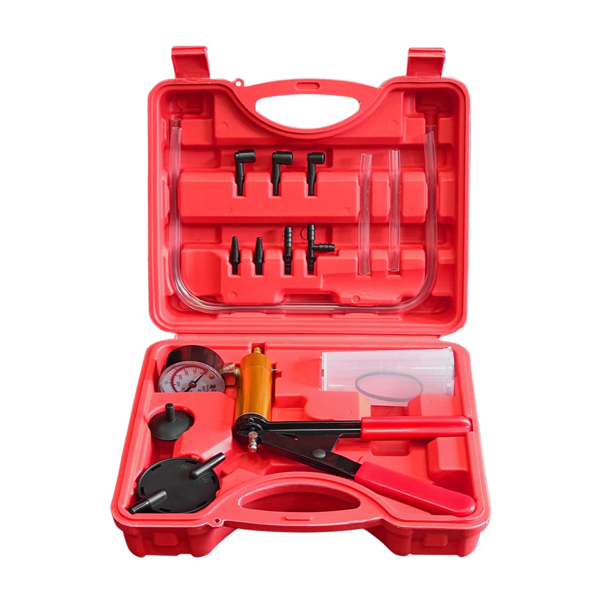 JNNJ Kit di Strumenti di Spurgo del Freno a Vuoto, sotto Vuoto Pompa Freno Adattatore Fluido Freno Kit, Test di Sanguinamento del Vuoto Strumenti, Liquido Freni Kit Cambio Olio Freni Auto e Moto