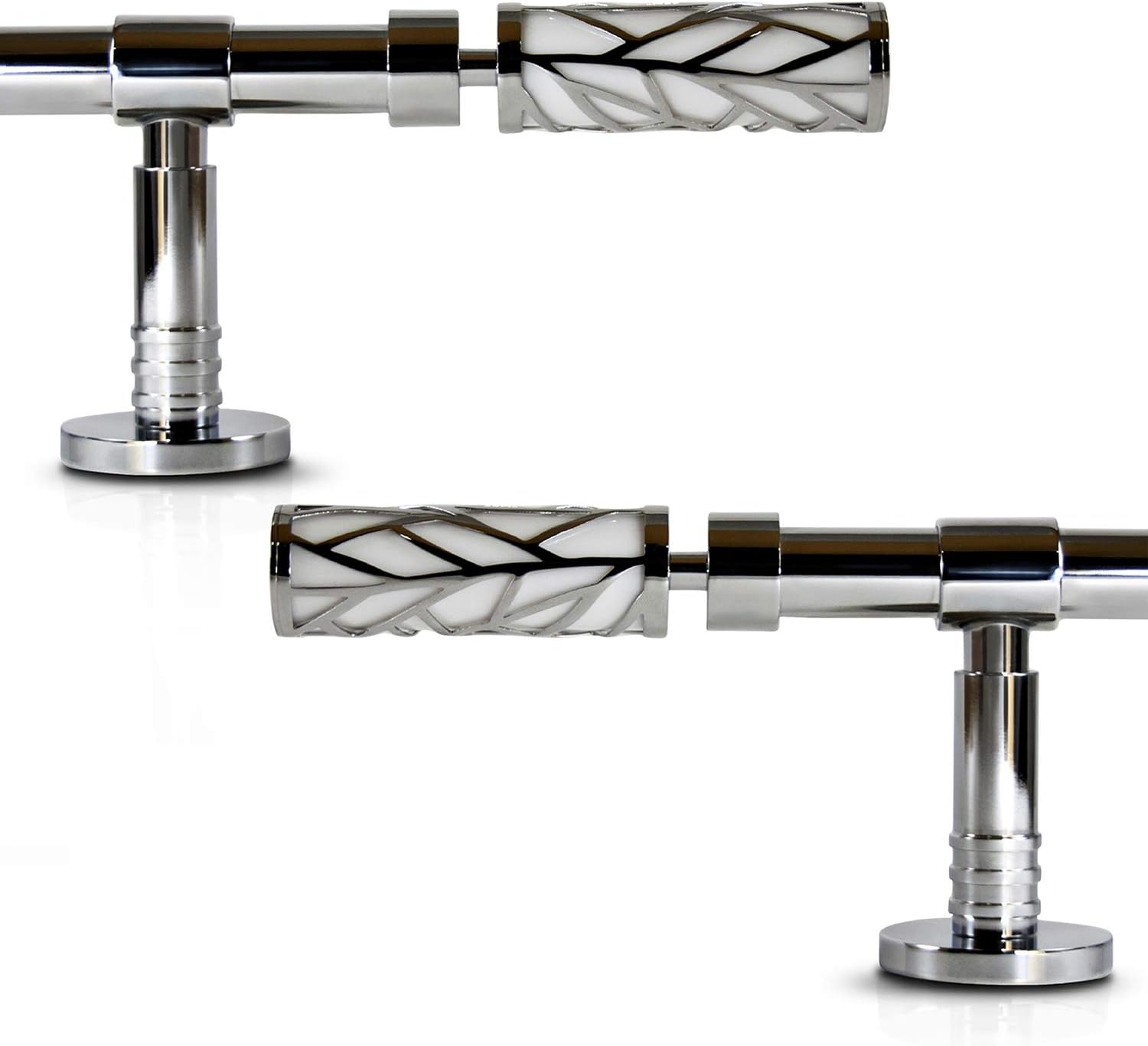GCurtain 3/4 inch Diameter Adjustable Steel Single Curtain Rods for Window, 26 to 28 inch, Decorative White Branch Mirror Finish