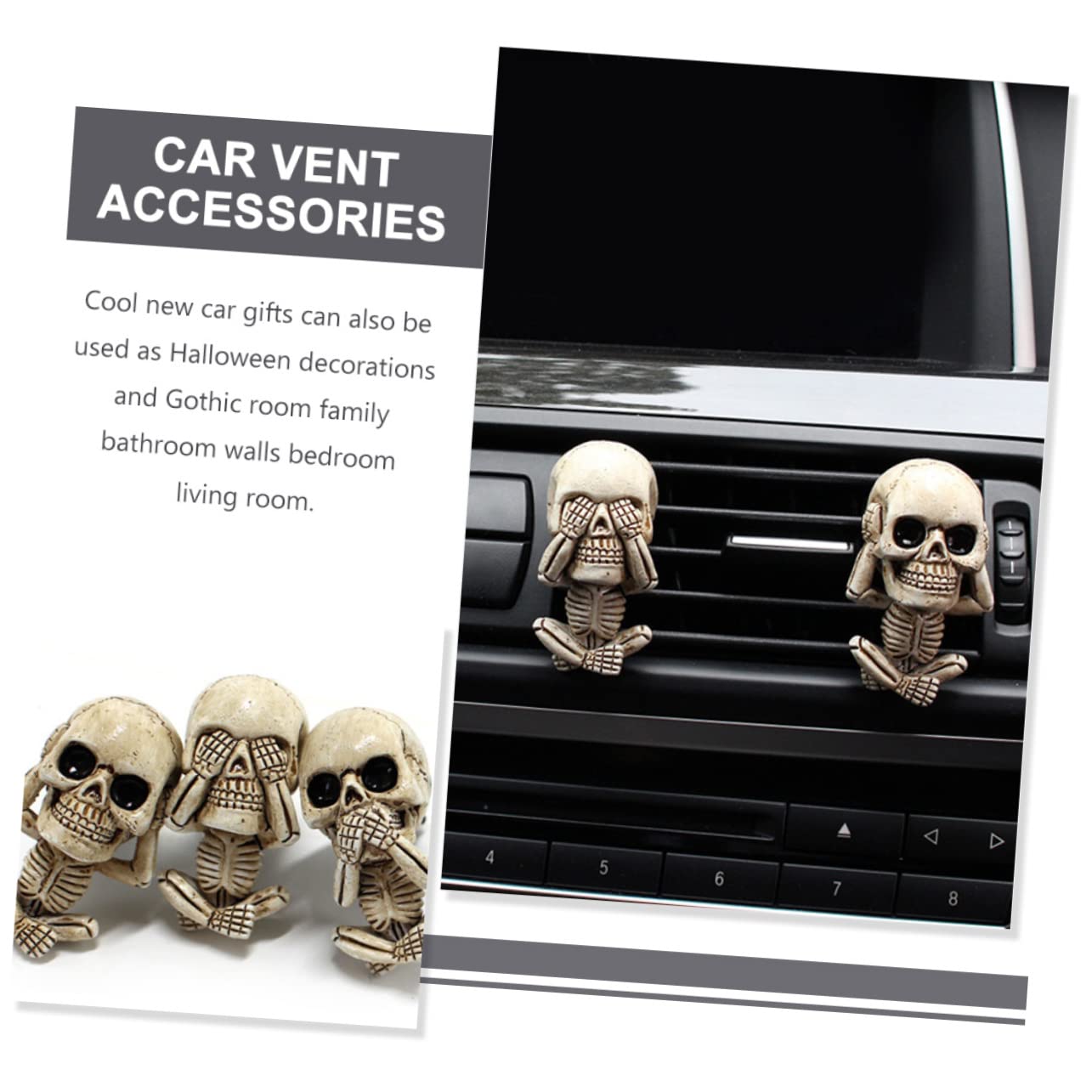 SOLUSTRE 12stücke Auto Luftventil Clips Süße Schädel-designs Für Halloween-dekoration Und Aromatherapie Im Auto Kompatibel Mit Meisten Lüftungsschlitzen Leicht Und