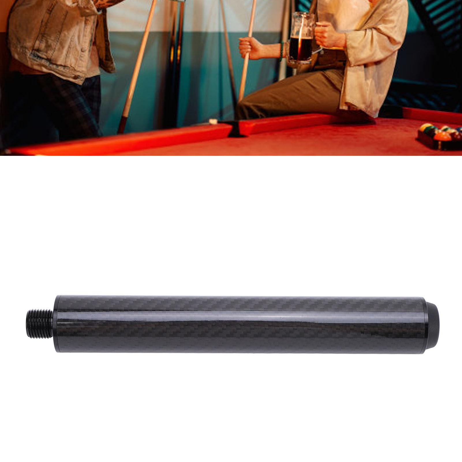 YedaHcy 8 Inch Carbon Billiard Pool Extension, Install Pool Extender, Enhances Control, Balanced Weight Distribution, Essential Billiard Accessory with Storage