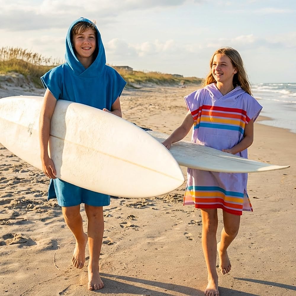 SUN CUBE Kids Towel Changing Swim Robe Surf Poncho, Quick Dry Microfiber Hooded Wearable Blanket for Boys Girls 8-12 Years, Sunset Purple - Image 9