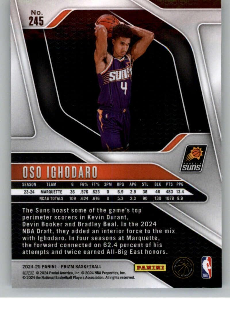Amazon.com: 2024-25 Panini Prizm #245 Oso Ighodaro RC Rookie Card