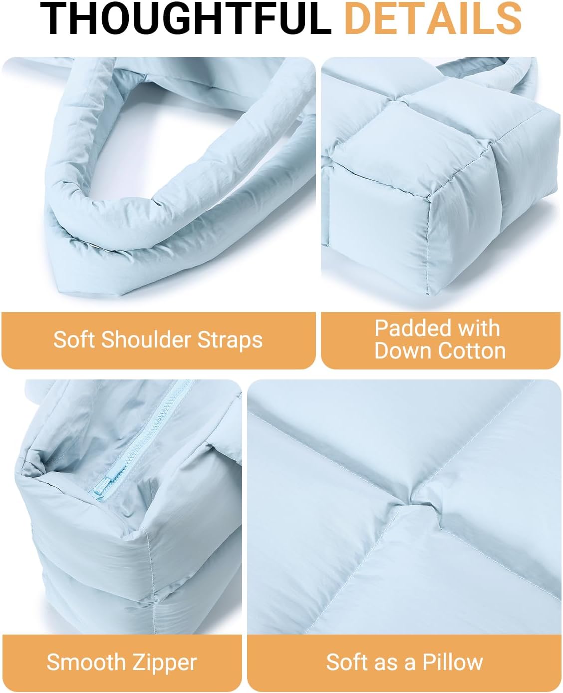 Herald Puffer Tote Bag for Women, Large Quilted Puffy Handbag Lightweight Satchel Purse with Cup Holder & Compartment - Image 7