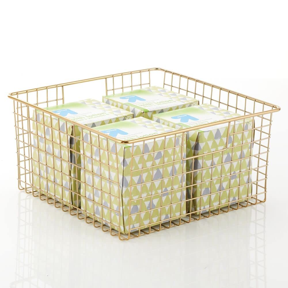 mDesign panier en métal pour salle de bain – boite de rangement grillagée avec poignées pour papier