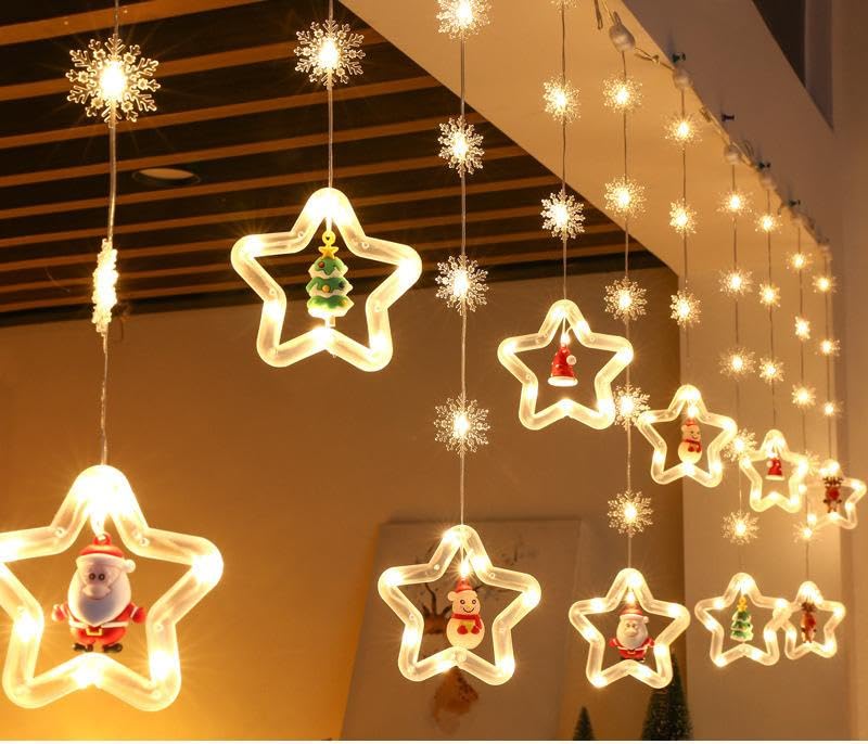 Rideau Lumineux Noël Pentagramme Blanc Chaud USB Extérieur