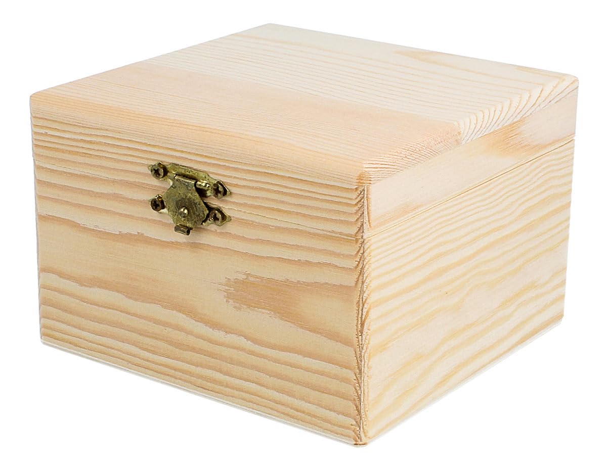 INNSPIRO Box of solid pine wood square 12x12x8 cm.