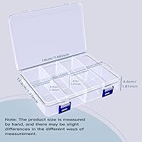 Vista 5 de 2 Pcs 8 Grids Clear Plastic Storage Box with Adjustable Dividers, Stackable 8 Compartments Small Organiser Box Container for Accessories Beads