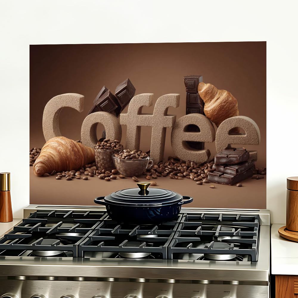 Coffee Bar Croissant Backsplash Peel and Stick, 35.4x23.6 in