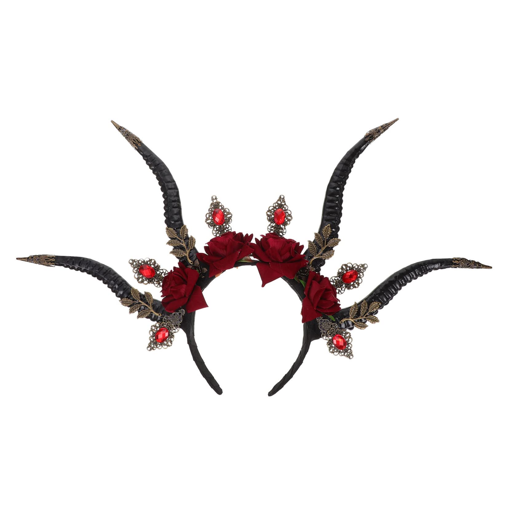 Serre-tête cornes d'antilope noir fait main finition artisanale mode - 8