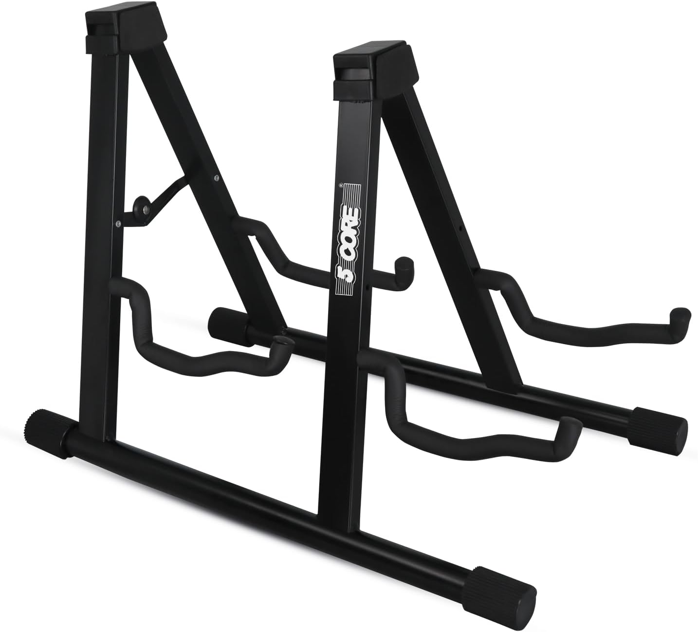 5 CORE Double Guitar Stand A Frame Shape w Soft Foam Arms Non Slip Rubber Supports Acoustic Electric Bass Ukulele Banjo Black - GSS 2N1 BLK