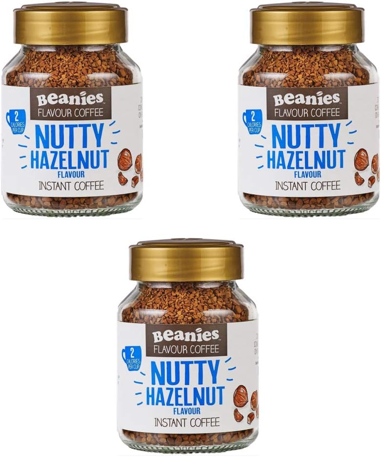 Beanies Nutty Hazelnut Flavour Instant Coffee 50g, 3 Pack