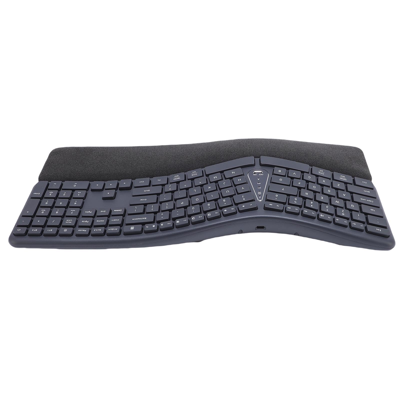 ASHATA Tastiera ergonomica senza fili, tastiera divisa con poggiapolsi e doppia modalità 2.4 G, durata della batteria 200 ore, inclinazione regolabile, 3 angoli per PC portatile