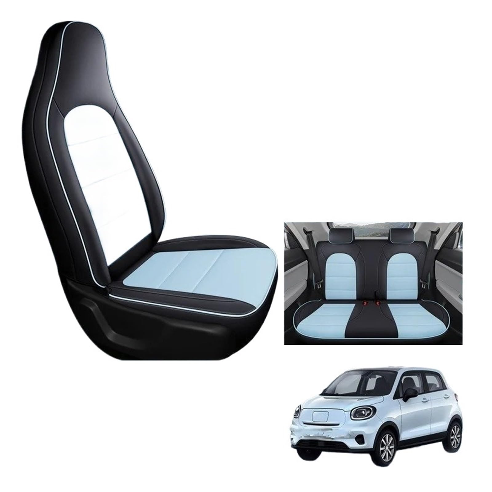 Ensemble Housses Siège Voiture pour Leapmotor T03 Véhicule Design À Couverture Complète Housses De Siège De Voiture À Cinq Places(Black)