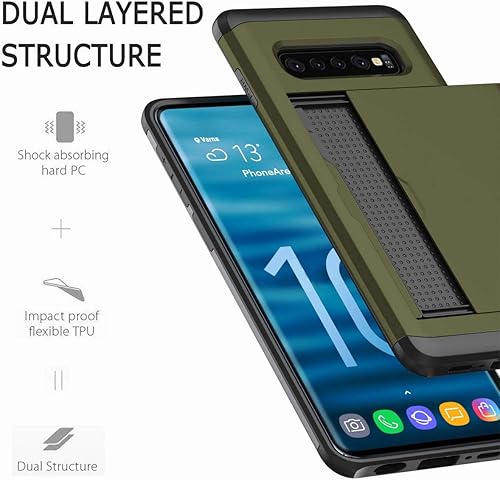 Miniatura 4 de Funda para Samsung Galaxy S10 Plus, ultrafina, a prueba de golpes, parte trasera dura, de silicona de doble capa, funda protectora para tarjetas de