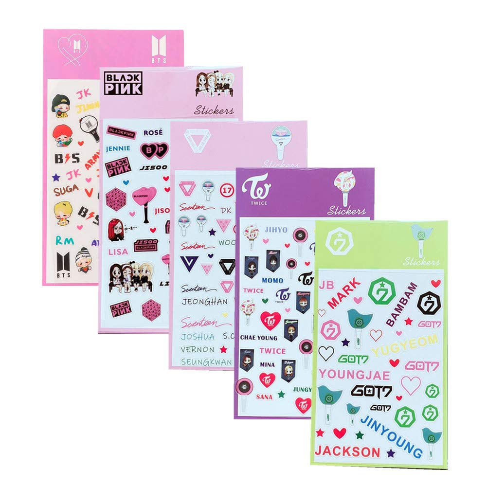 Youyouchard 5 Sheets BTS Blackpink Twice GOT7 Seventeen Stickers