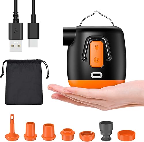 Bomba de aire portátil para inflables, bomba recargable de batería de 3600 mAh, infladordeflador, bomba de aire pequeña con luz de campamento para