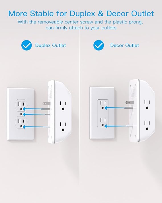 Outlet Extender with Night Light, Multi Plug Wall Outlet, Surge Protector | Multiple Electrical Outlet Splitter Expander, 4 USB Ports (1 USB C) Wall Charger, Plug Extension Adapter for Home, Dorm, RV