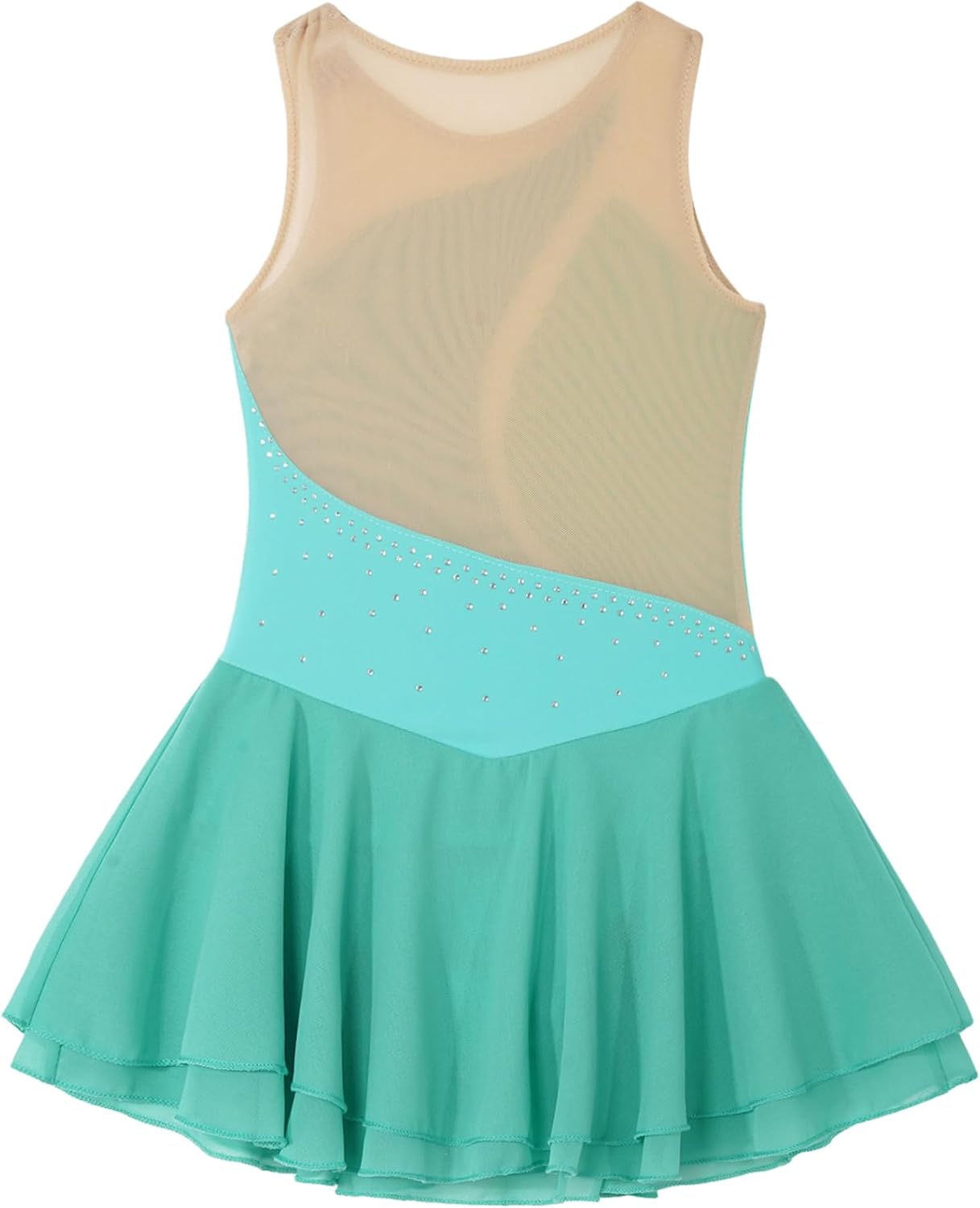 Girls Figure Ice Skating Dress Sparkly Sleeveless Dance Dress Ballet Tutu Skirts Competition Costume