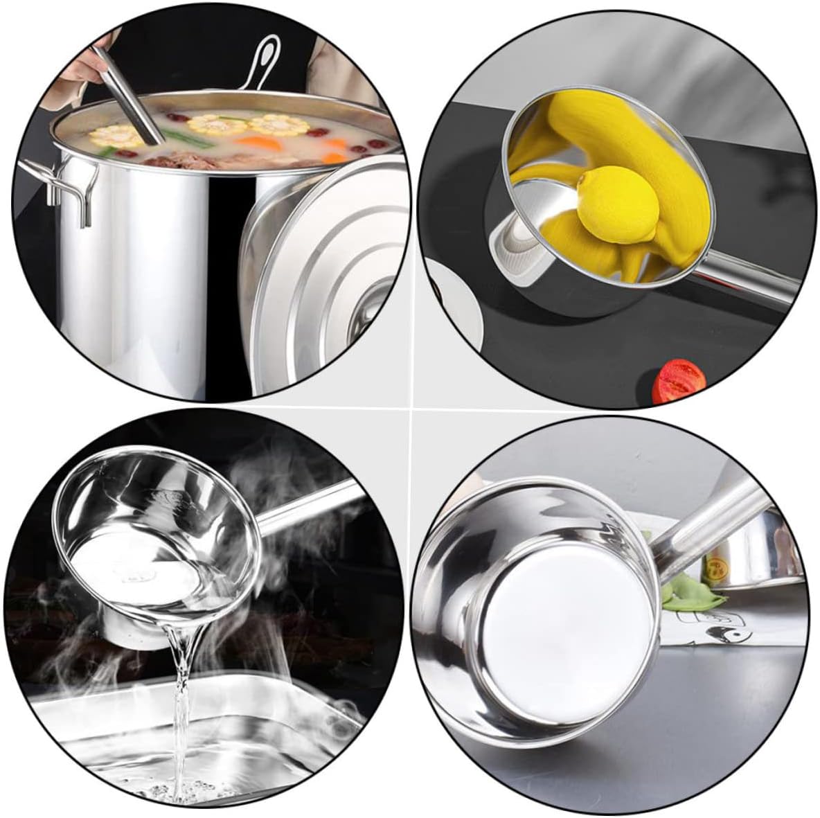 1pc Thickened Stainless Ladle Long Reach for Garden Watering Bailer Smooth Spout Ergonomic Handle Kitchen Tool