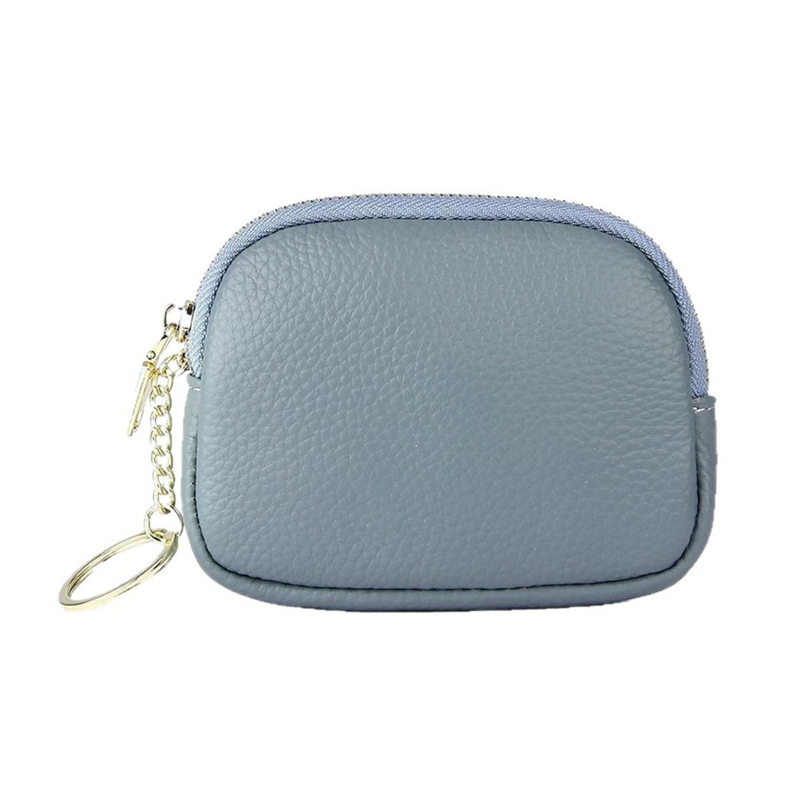 matumou Faux Leather Coin Purse, Rounded Coin Pouch, Zippered Change Purse with Key Ring, Keychain Pouch for Cash