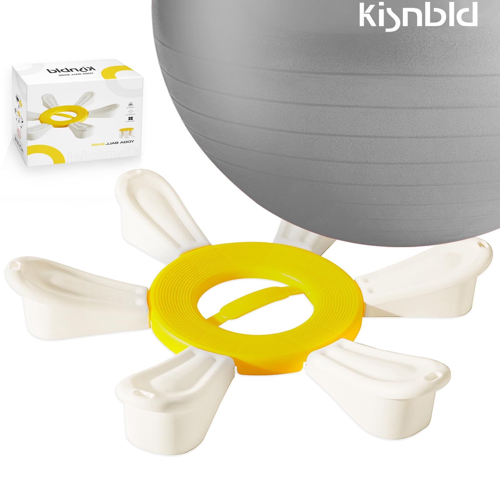kisnbld Exercise Ball with Base, Daisy Shaped Yoga Ball Base with Resistance Bands, Use for Pregnancy Exercises, Workout Routine & Office Ball Chair