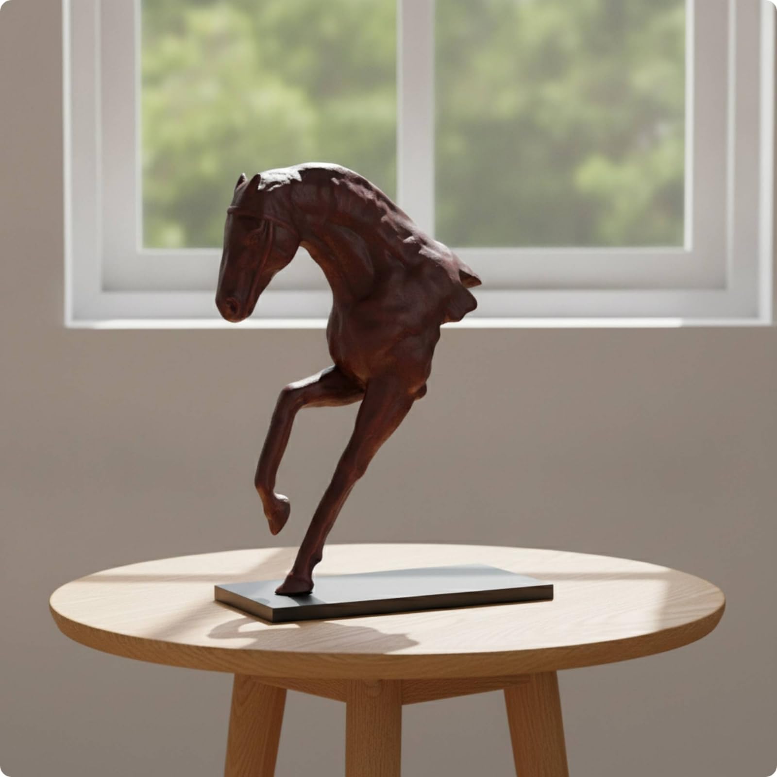 Qianly Scultura di Cavallo Stabile Busto di Cavallo con Base Compatto Statuetta con Base per Soggiorno, Moderno Semplice, Scultura Di Cavallo A Mezzo Corpo Effetto Invecchiato