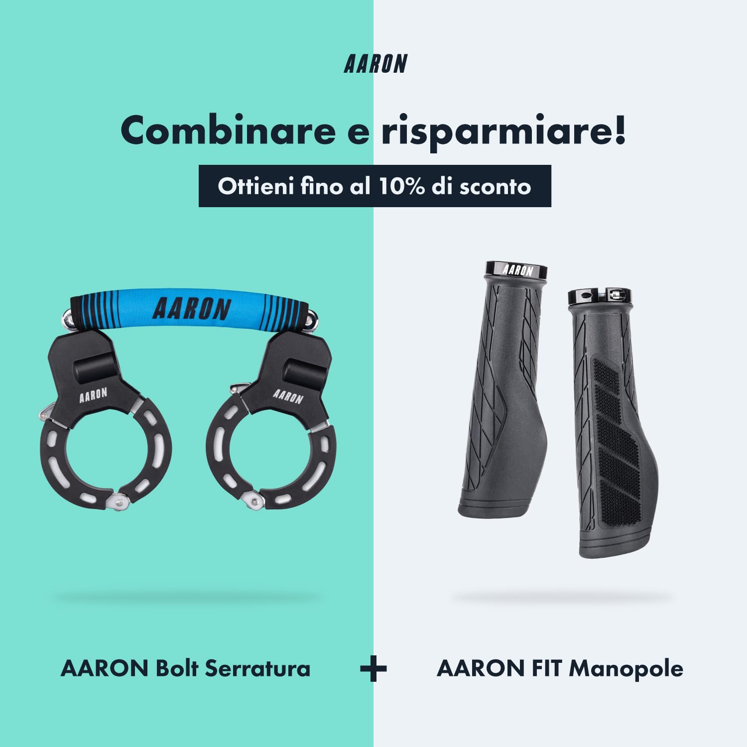 AARON Lucchetto con manette per scooter elettrico – design ad alta sicurezza – Lucchetto flessibile per bicicletta con catena in acciaio – Robusto e antigraffio (blue)