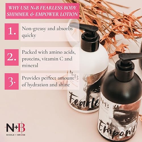 Miniatura 3 de N+B Empower Lotion + Fearless Body Shimmer - Fabricado con extracto de Alma y vitamina C  Para cara, manos, cuerpo y todo tipo de piel, piel áspera