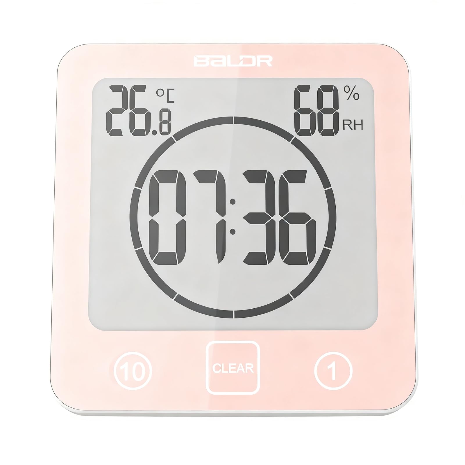 Zambuph Shower Clock Waterproof With Various Installation Options pink