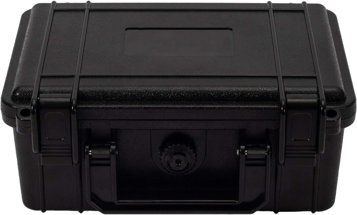 Black Small Waterproof Hard Plastic Case Bag Tool Rugged Compact Travel Storage Box Portable Organizer for Camera Video Guns Test Metering Equipment 8.5"x6.5"x3.8"