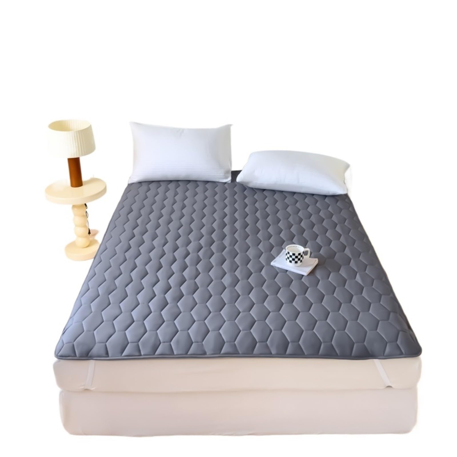 Mattress Protector 1pc Quilted Waterproof Mattress Topper (Without Pillowcase), Noise-free Protector Cover(Grey,180x200cm)
