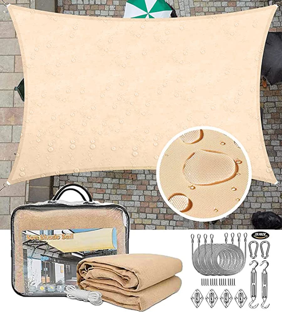 SKADE 5 x 7 Meter Waterproof Sun Shade Sail with Installation Hardware Fixing Kit, 95% UV Block for Garden, Patio, Beach, Swimming Pool Carport (5 x 7 Meter)