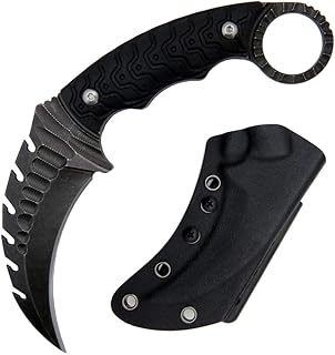 Gtk110 Claw knife,Fixed Blade Knife,D2 Steel Blade +G10 Handle Scales Outdoor Camping Knives,EDC Tool Knifes with Kydex Sheath(Blck) - Gtkii