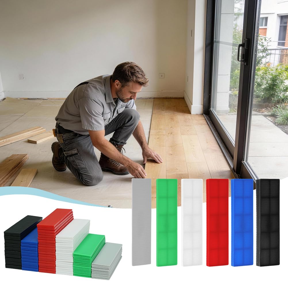 100 Pezzi Spessori in Plastica per Mobili, 1-6mm 100mm x 28mm Premium Spessori in Plastica, Cunei per Piastrelle, Vetri, Finestre e Porte